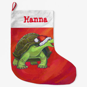 Grande Chaussette De Noël Festive Tortue personnalisée Noël