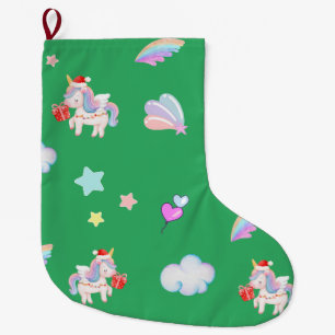 Grande Chaussette De Noël Fête d'anniversaire de la licorne arc-en-ciel magi