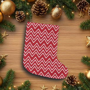 Grande Chaussette De Noël Fête d'hiver rouge blanc