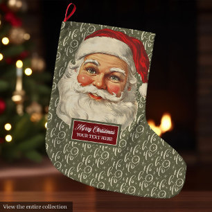 Grande Chaussette De Noël Fête Vintage traditionnelle du Père Noël