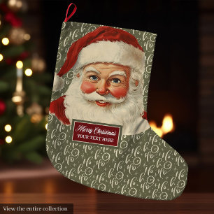 Grande Chaussette De Noël Fête Vintage traditionnelle du Père Noël