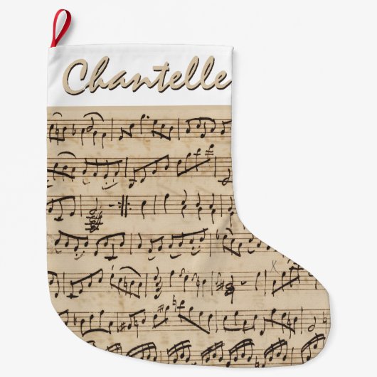 Grande Chaussette De Noël Feuille Vintage manuscrite Noël (Devant)