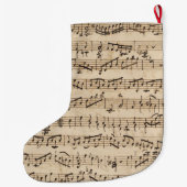 Grande Chaussette De Noël Feuille Vintage manuscrite Noël (Dos)