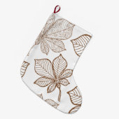 Grande Chaussette De Noël Feuilles stylisés 4 (Devant (Accrochage))