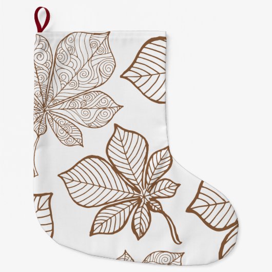 Grande Chaussette De Noël Feuilles stylisés 4 (Devant)
