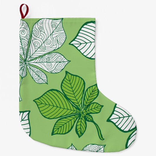 Grande Chaussette De Noël Feuilles stylisés 6 (Devant)