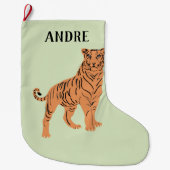 Grande Chaussette De Noël Fierce Tiger Personnalisé (Devant)