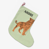 Grande Chaussette De Noël Fierce Tiger Personnalisé (Devant (Accrochage))