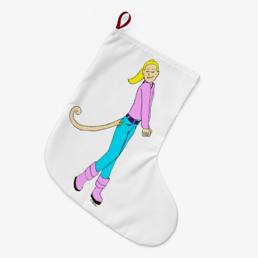 Grande Chaussette De Noël fille avec une queue (Devant (Accrochage))