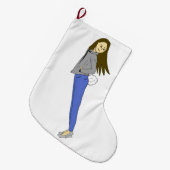 Grande Chaussette De Noël fille avec une queue de lapin (Devant (Accrochage))