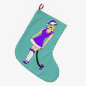 Grande Chaussette De Noël Fille de Noël pourpre (Devant (Accrochage))