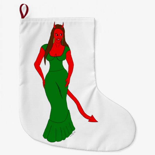 Grande Chaussette De Noël fille diable (Devant)