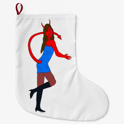 Grande Chaussette De Noël fille diable (Devant)