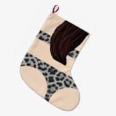 Grande Chaussette De Noël Fille drôle de bikini d'impression de chat de (Devant (Accrochage))