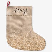 Grande Chaussette De Noël Fille Gold Glitzy Parties scintillant Sparkle Name (Devant)