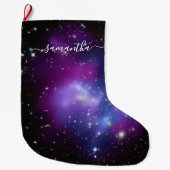 Grande Chaussette De Noël Fille Nom de signature Violet céleste (Devant)