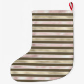 Grande Chaussette De Noël Fille rose or rayures (Dos)
