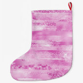 Grande Chaussette De Noël Fille rose rayures (Dos)