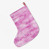 Grande Chaussette De Noël Fille rose rayures (Dos (Accrochage))
