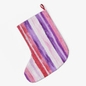 Grande Chaussette De Noël Fille violet rose rose rouge rayures Noël (Dos (Accrochage))