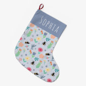 Grande Chaussette De Noël Filles Abeille simple et élégante et Fleur (Devant (Accrochage))