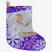 Grande Chaussette De Noël Flacons de neige violet (Devant)