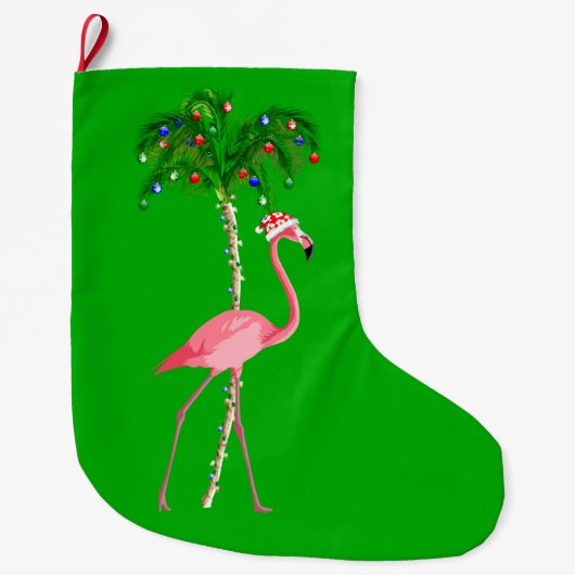 Grande Chaussette De Noël Flamant rose de Noël (Devant)