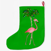 Grande Chaussette De Noël Flamant rose de Noël (Dos)