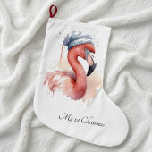 Grande Chaussette De Noël Flamant rose père Noël Snowbird, personnalisé