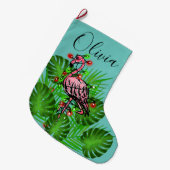 Grande Chaussette De Noël Flamant rose rose de Noël scintillants (Devant (Accrochage))