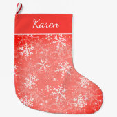 Grande Chaussette De Noël Flambeaux rouges et blancs nom Noël (Devant)