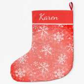 Grande Chaussette De Noël Flambeaux rouges et blancs nom Noël (Dos)