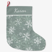 Grande Chaussette De Noël Flambeaux verts et blancs nom Noël (Devant)