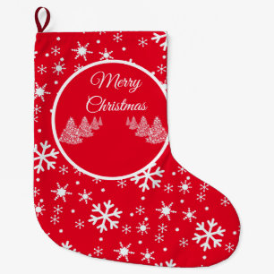 Grande Chaussette De Noël Flammes de neige de Noël rouge Stocking