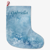 Grande Chaussette De Noël Flammes de neige noires (Devant)