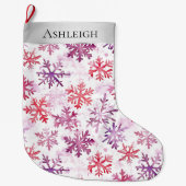 Grande Chaussette De Noël Flammes de neige rouge violet de Noël argenté (Devant)