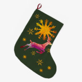 Grande Chaussette De Noël Flèche dorée de rennes (Devant (Accrochage))