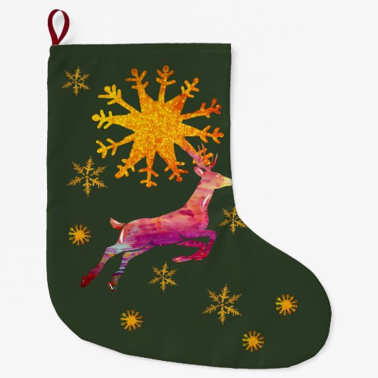 Grande Chaussette De Noël Flèche dorée de rennes (Devant)