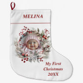 Grande Chaussette De Noël Fleur de courge baies de Baby's First Christmas ph (Devant)