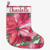 Grande Chaussette De Noël Fleur rouge Poinsettia (Devant)