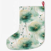 Grande Chaussette De Noël Fleurs blanches dorées Nom de Noël (Dos)