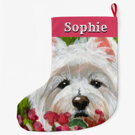 Grande Chaussette De Noël Fleurs blanches et roses (Dos)