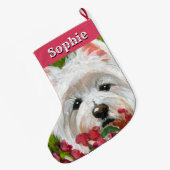 Grande Chaussette De Noël Fleurs blanches et roses (Dos (Accrochage))