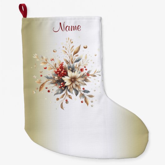 Grande Chaussette De Noël Fleurs de vacances modernes Stocker (Devant)