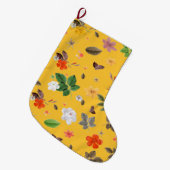 Grande Chaussette De Noël Fleurs jaunes et roses blanches 10 (Devant (Accrochage))
