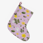 Grande Chaussette De Noël Fleurs jaunes et roses blanches 5 (Devant (Accrochage))