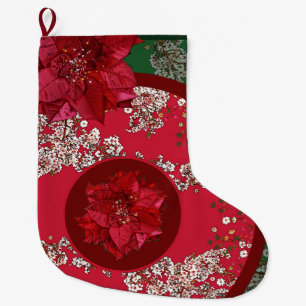 Grande Chaussette De Noël Fleurs pour Noël