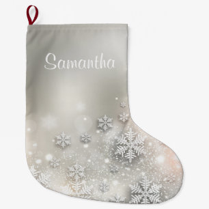 Grande Chaussette De Noël Flocon de neige élégant de vacances de Noël