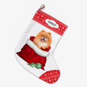 Grande Chaussette De Noël Flocon de neige Frontière Poméranie Cadeau Surpris (Devant (Accrochage))