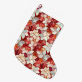 Grande Chaussette De Noël Floral blanc rouge (Devant (Accrochage))